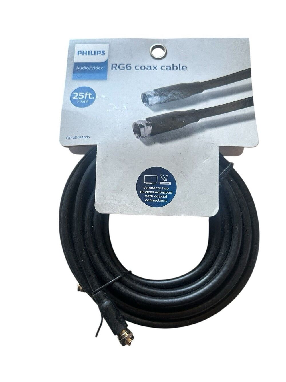 Philips 25' RG6 Coax Cable Black New in  Package For All Brand NEW SWV2155H/37